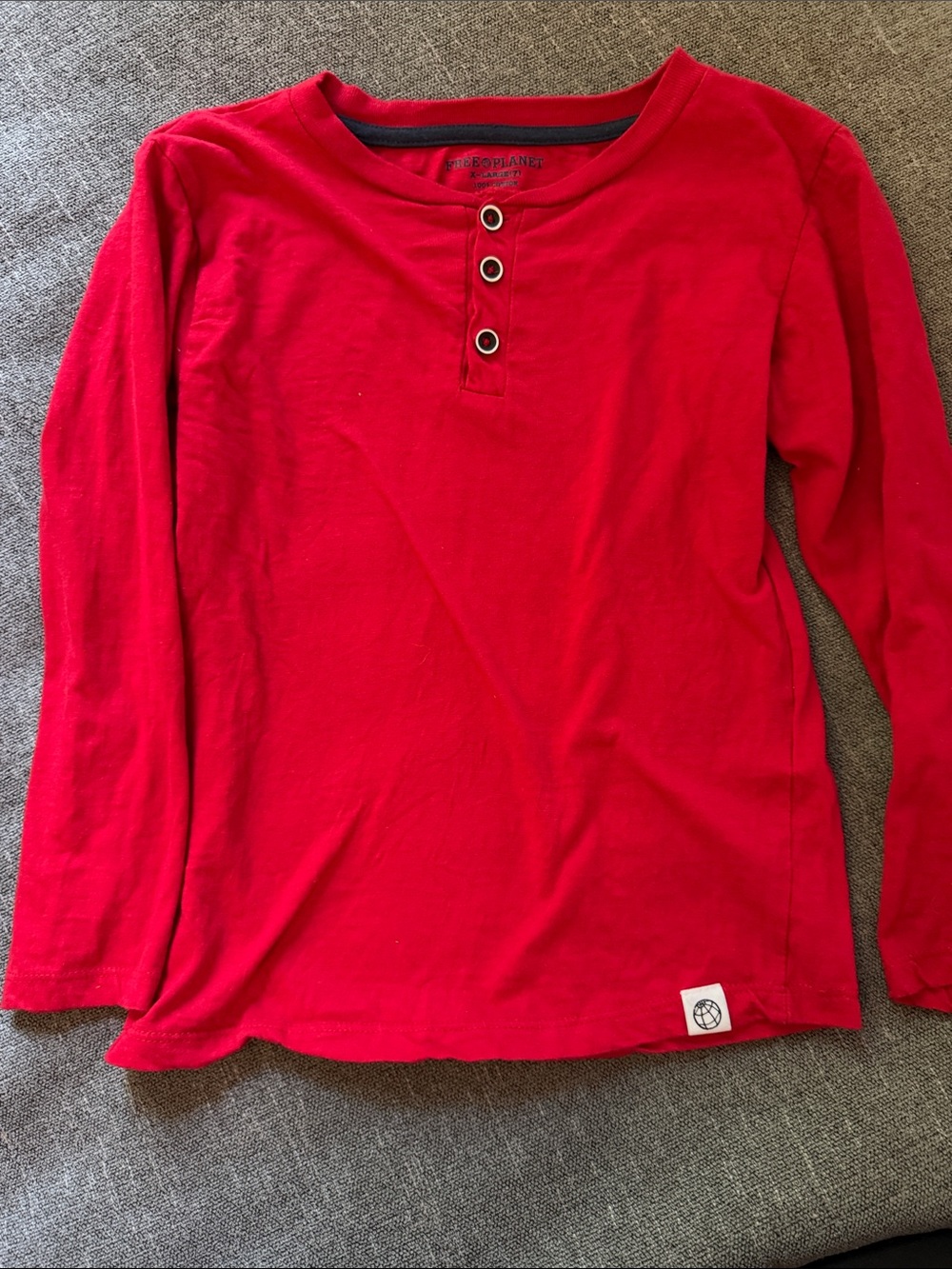 Free Planet Red Long Sleeve Henley Tee for Kids